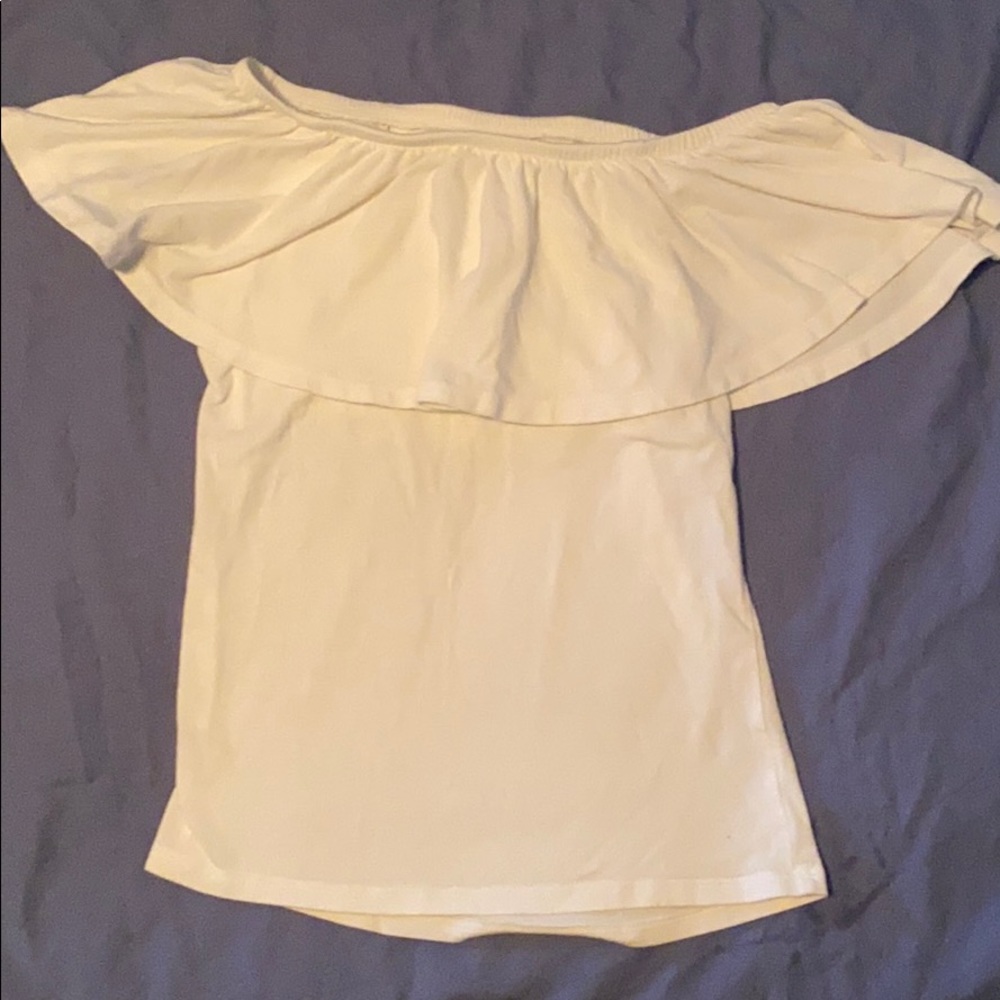 Girls white ruffled top